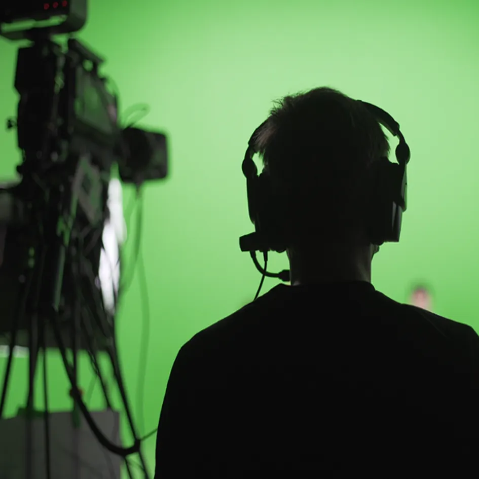 Green screen studio crew